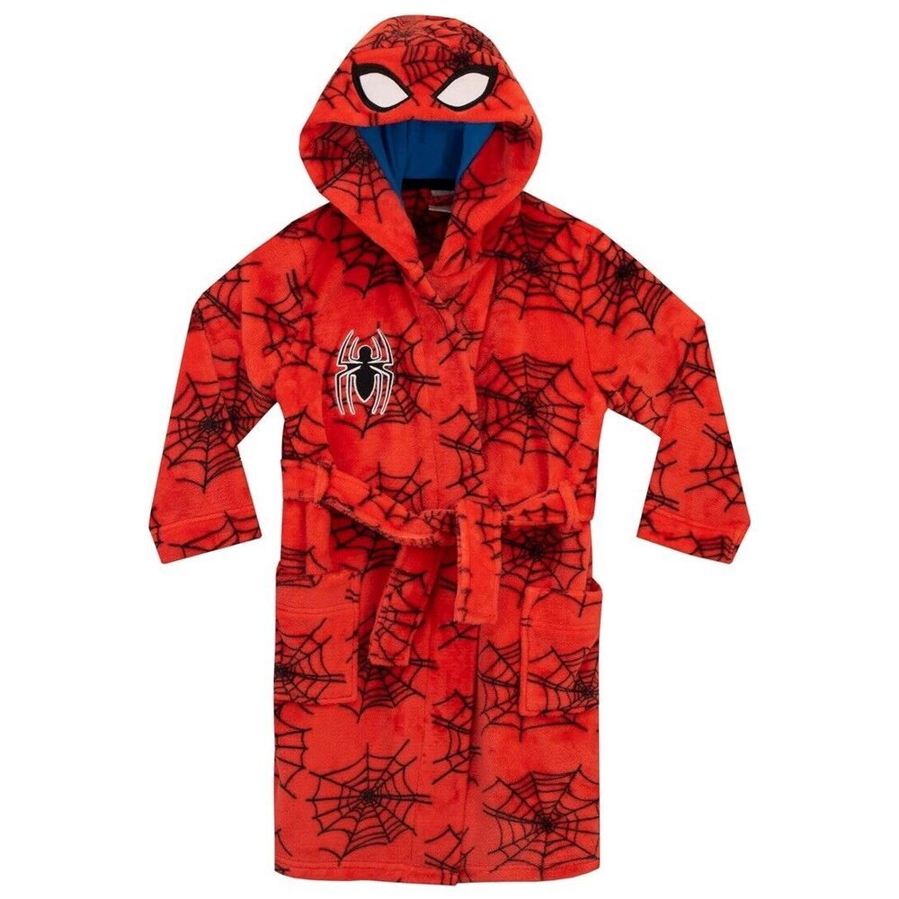 Marvel‎ Spiderman Kids Boys Size 6 Hooded Webbed Robe